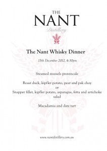Whisky Dinner December 2012